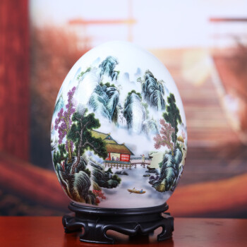 梓琦摆件景德镇陶瓷器装饰玄关创意小礼品家居饰品摆件客厅电视柜酒柜装饰工艺品办公桌两岸青山+底座	